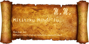 Mititzky Mihály névjegykártya